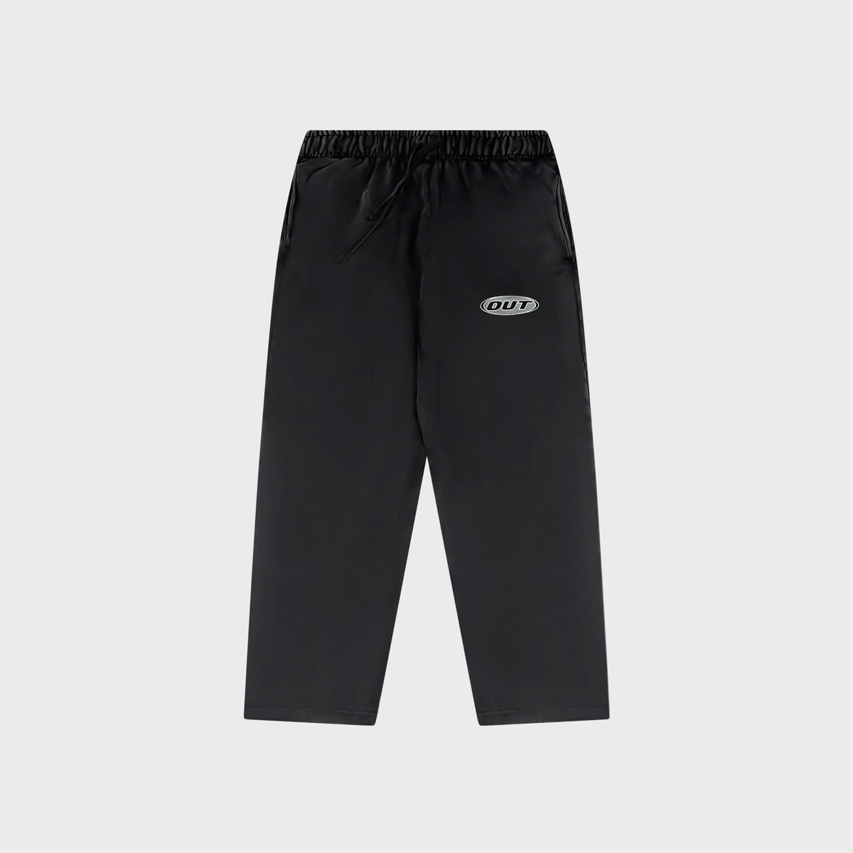 OUT Classic Logo Open Bottom Flare Sweatpants Black