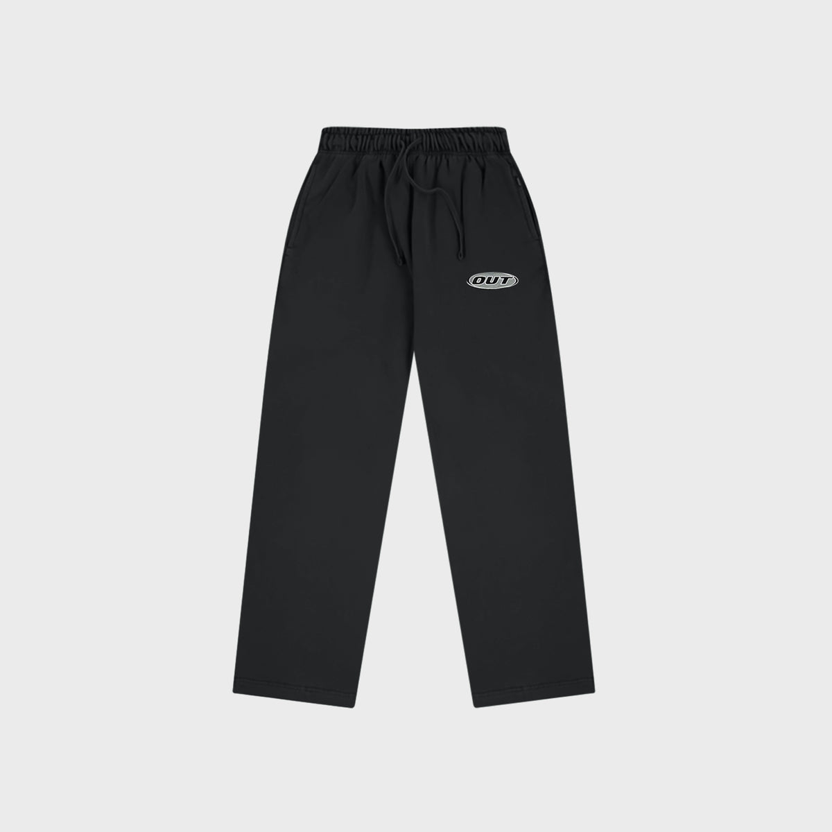 OUT Classic Logo Open Bottom Sweatpants Black