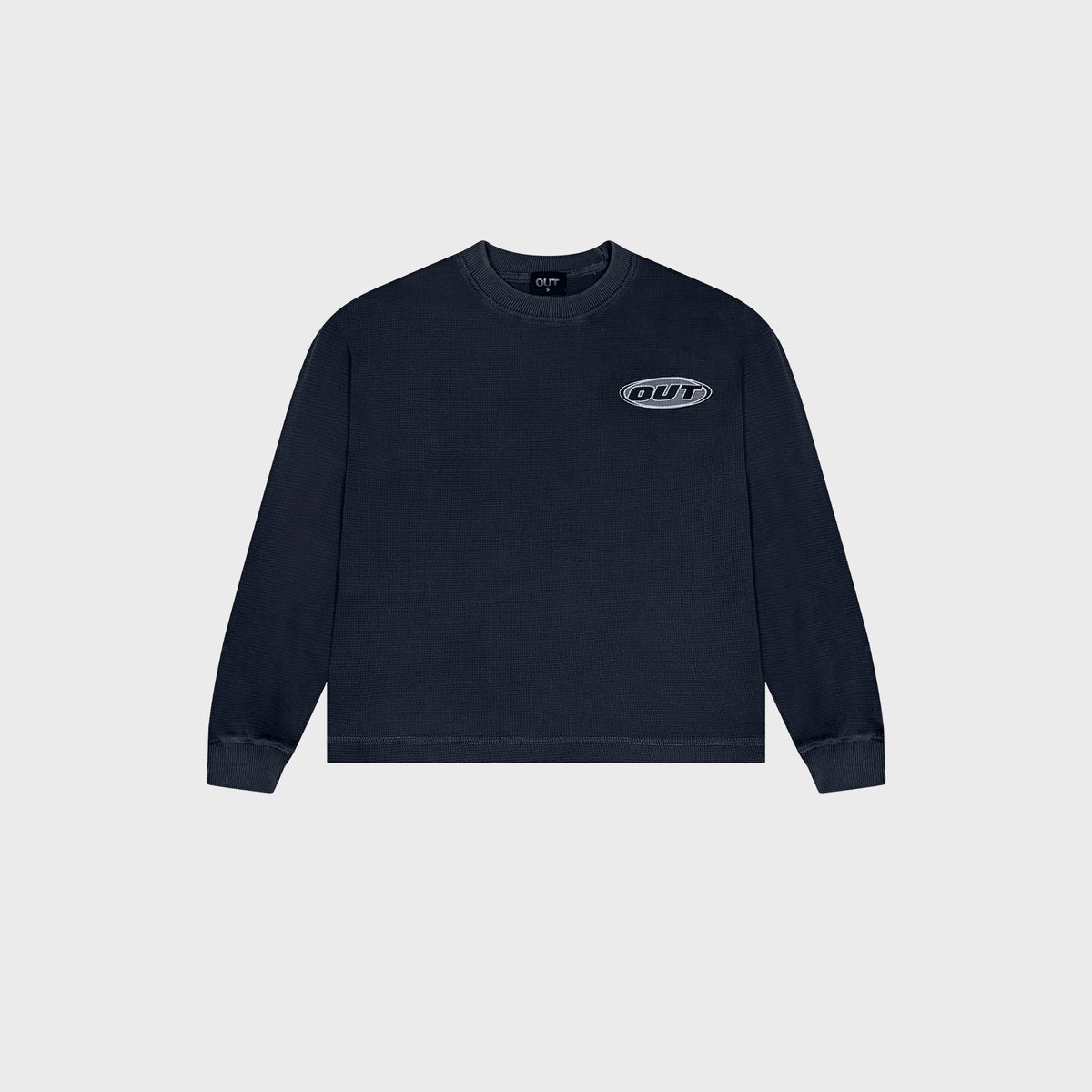 OUT Classic Logo Drop Shoulder Waffle Long Sleeve Vintage Navy