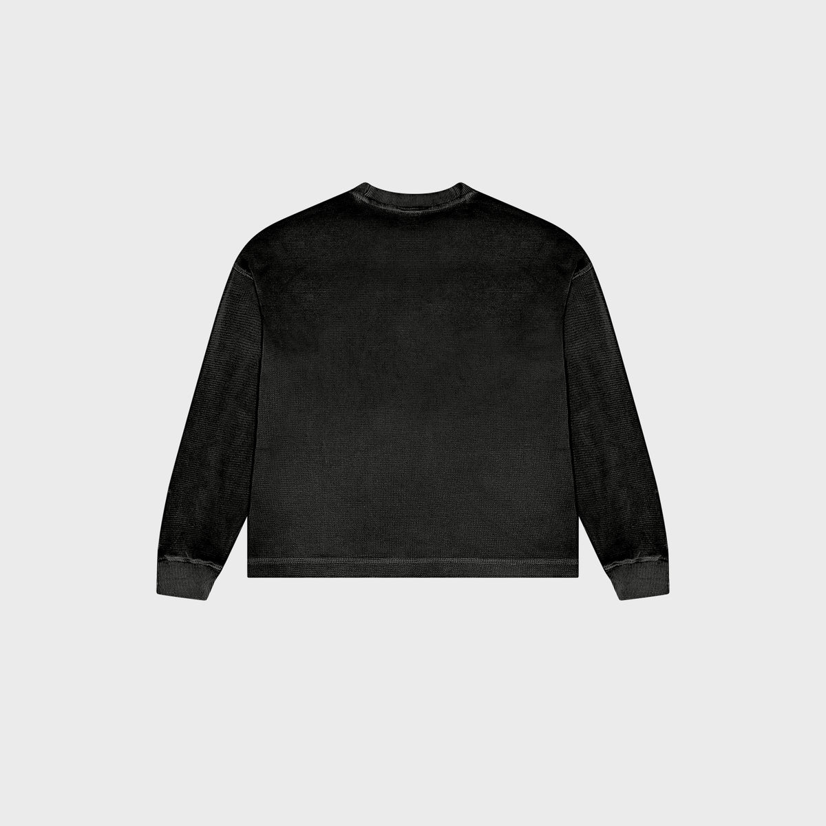 OUT Classic Logo Drop Shoulder Waffle Long Sleeve Salt Wash Black