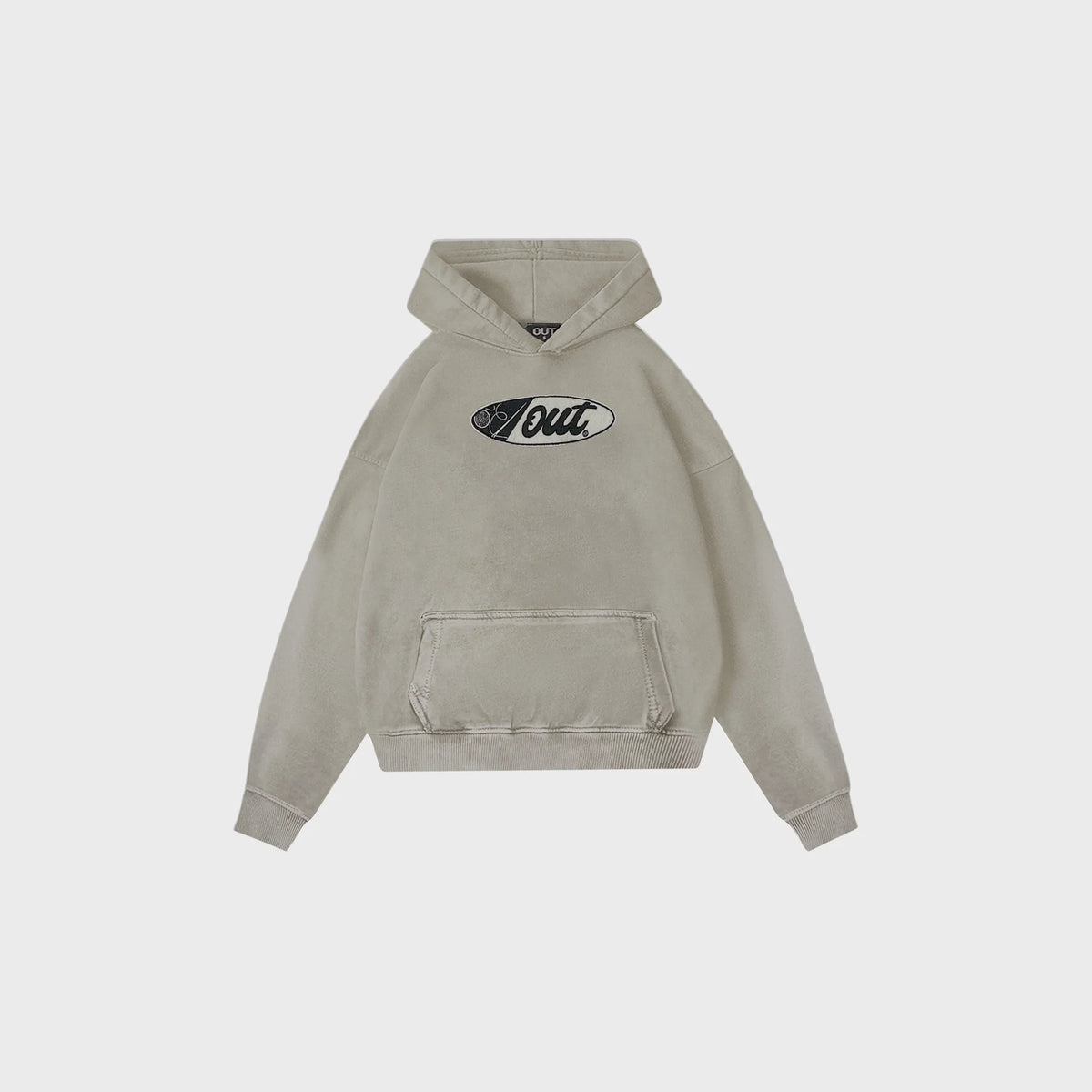 OUT Classic Logo Drop Shoulder Zip Up Hoodie Salt Wash Black OUT Classic Logo Drop Shoulder Zip Up Hoodie Salt Wash Black