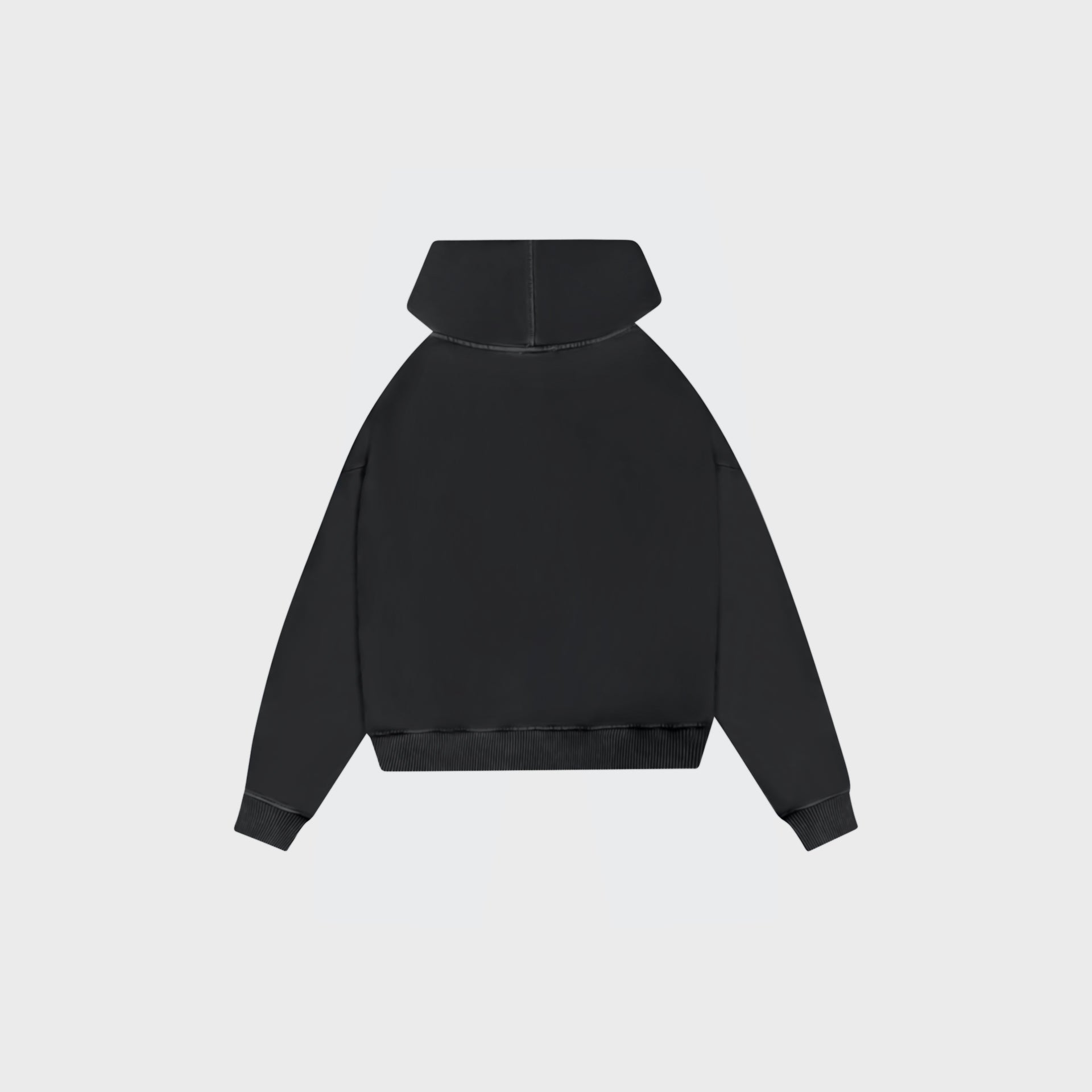 OUT Classic Logo Drop Shoulder Zip Up Hoodie Black