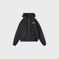 OUT Classic Logo Drop Shoulder Zip Up Hoodie Black
