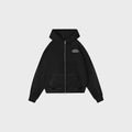 OUT Classic Logo Drop Shoulder Zip Up Hoodie Salt Wash Black