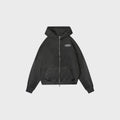 OUT Classic Logo Drop Shoulder Zip Up Hoodie Vintage Grey