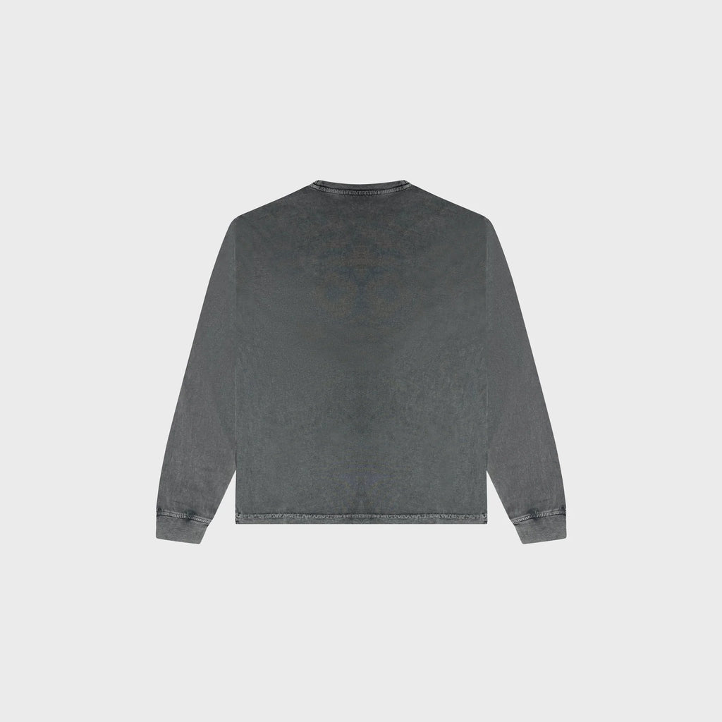 OUT Classic Logo Long Sleeve T-Shirt Grey Acid Wash