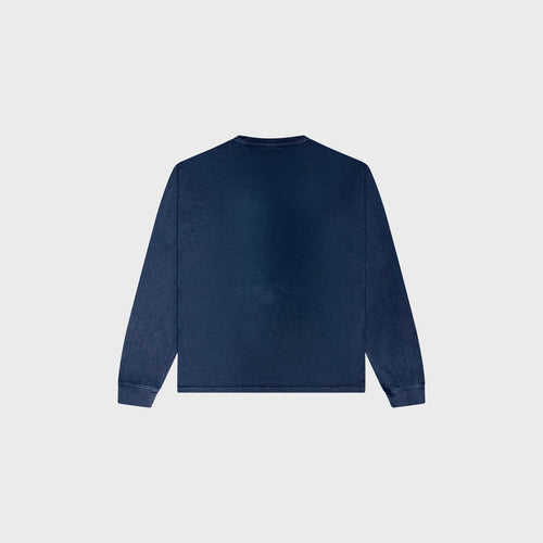 OUT Classic Logo Long Sleeve T-Shirt Navy Acid Wash