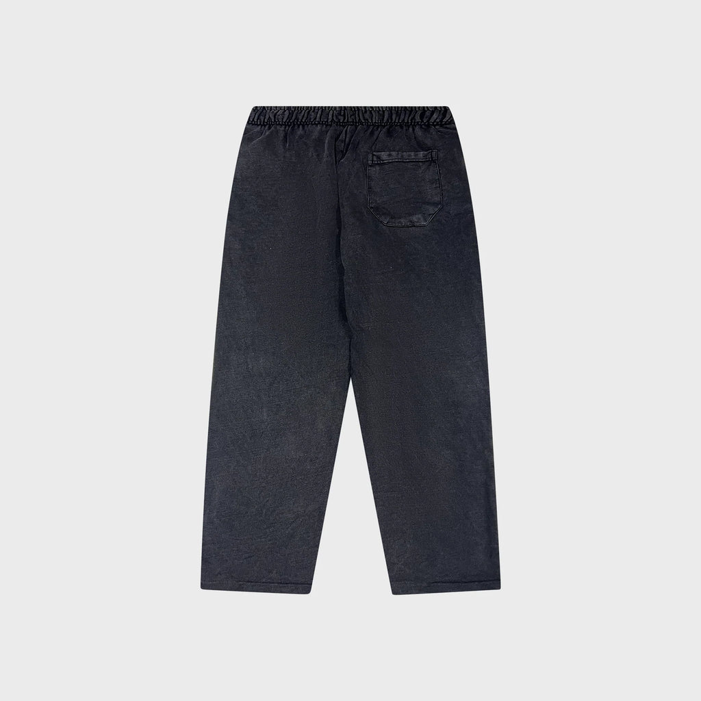 OUT Classic Logo Open Bottom Flare Sweatpants Black Salt Wash
