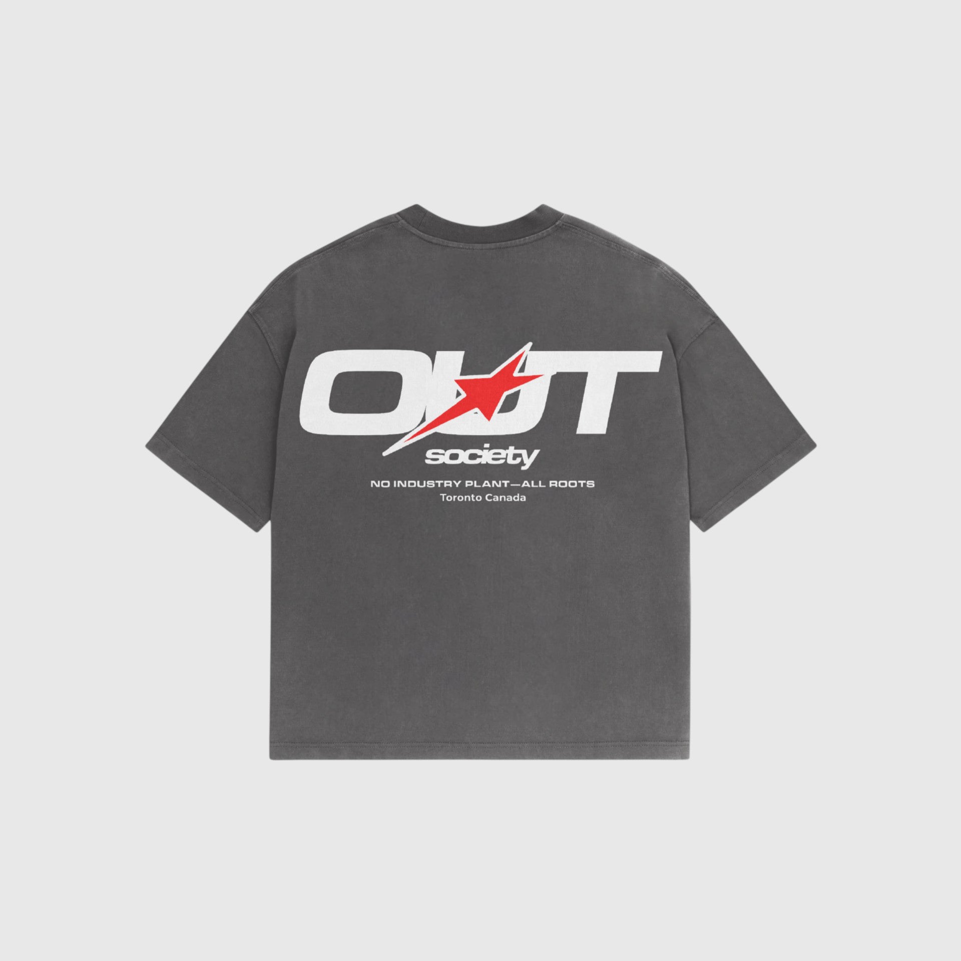 OUT SS26 Red Star T-Shirt Vintage Grey
