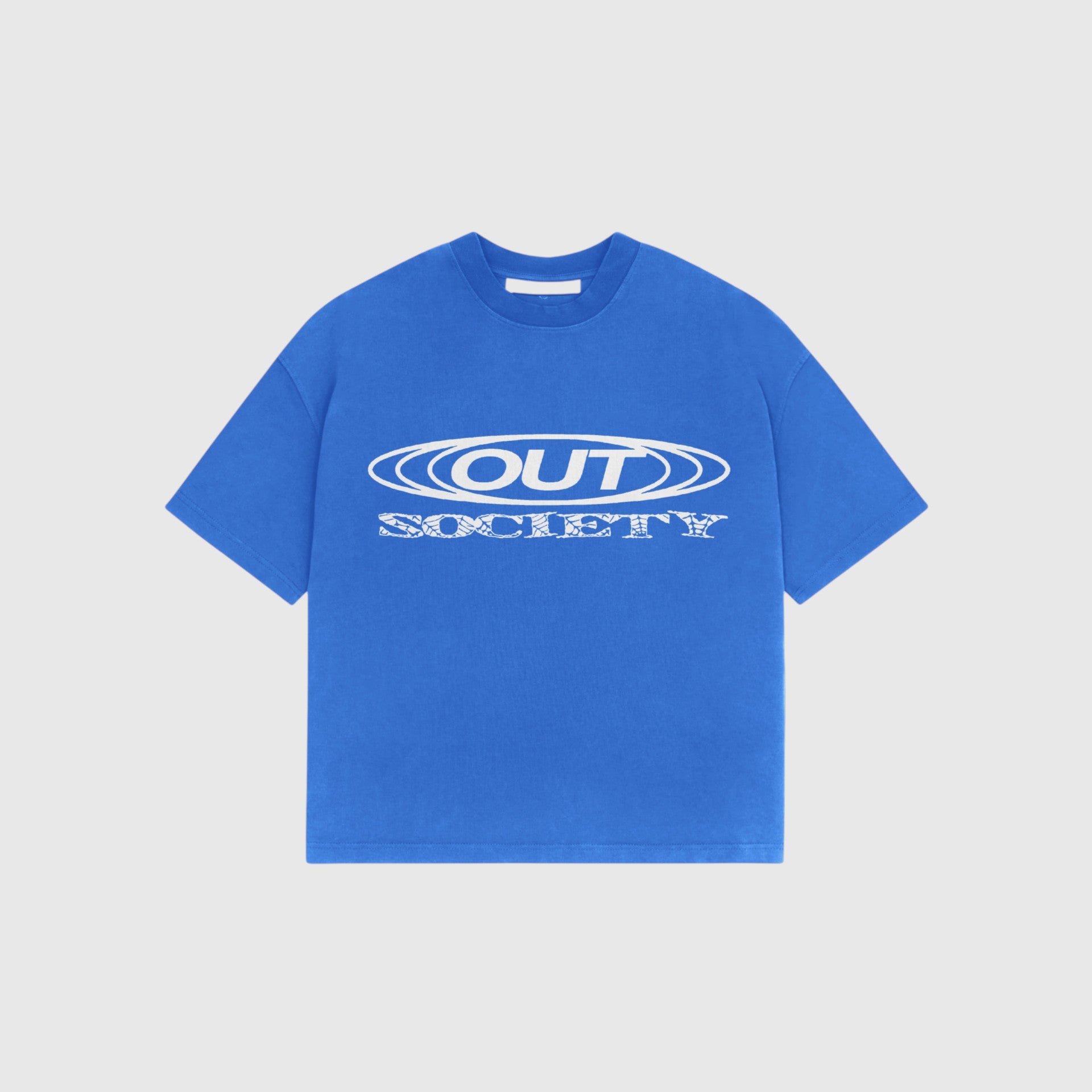 OUT SS26 Society Shattered Logo T-Shirt Sky Blue