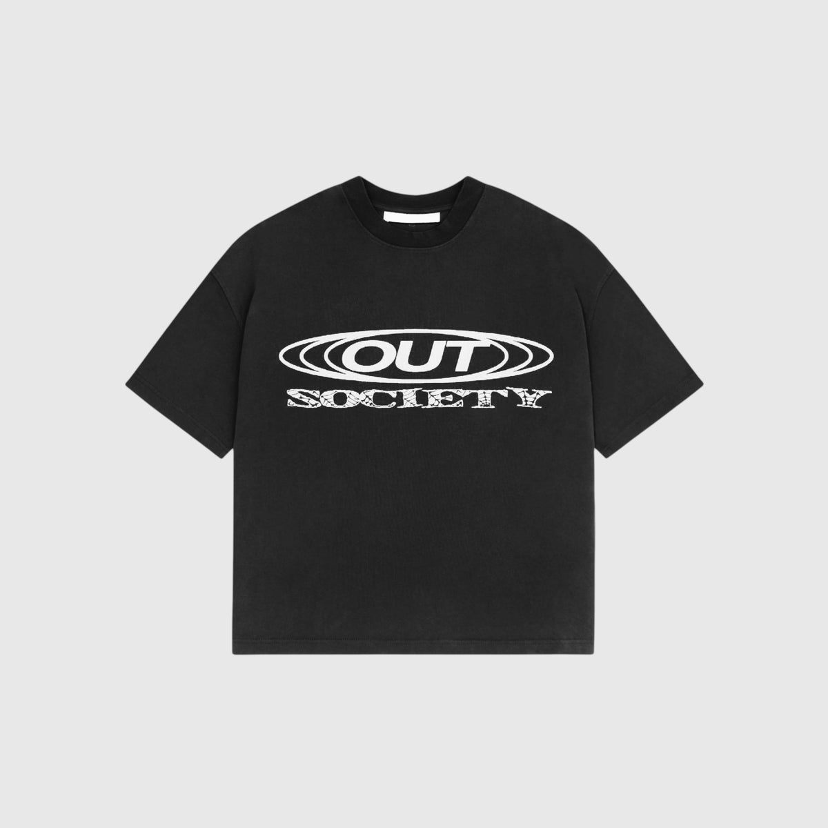 OUT SS26 Society Shattered Logo T-Shirt Jet Black