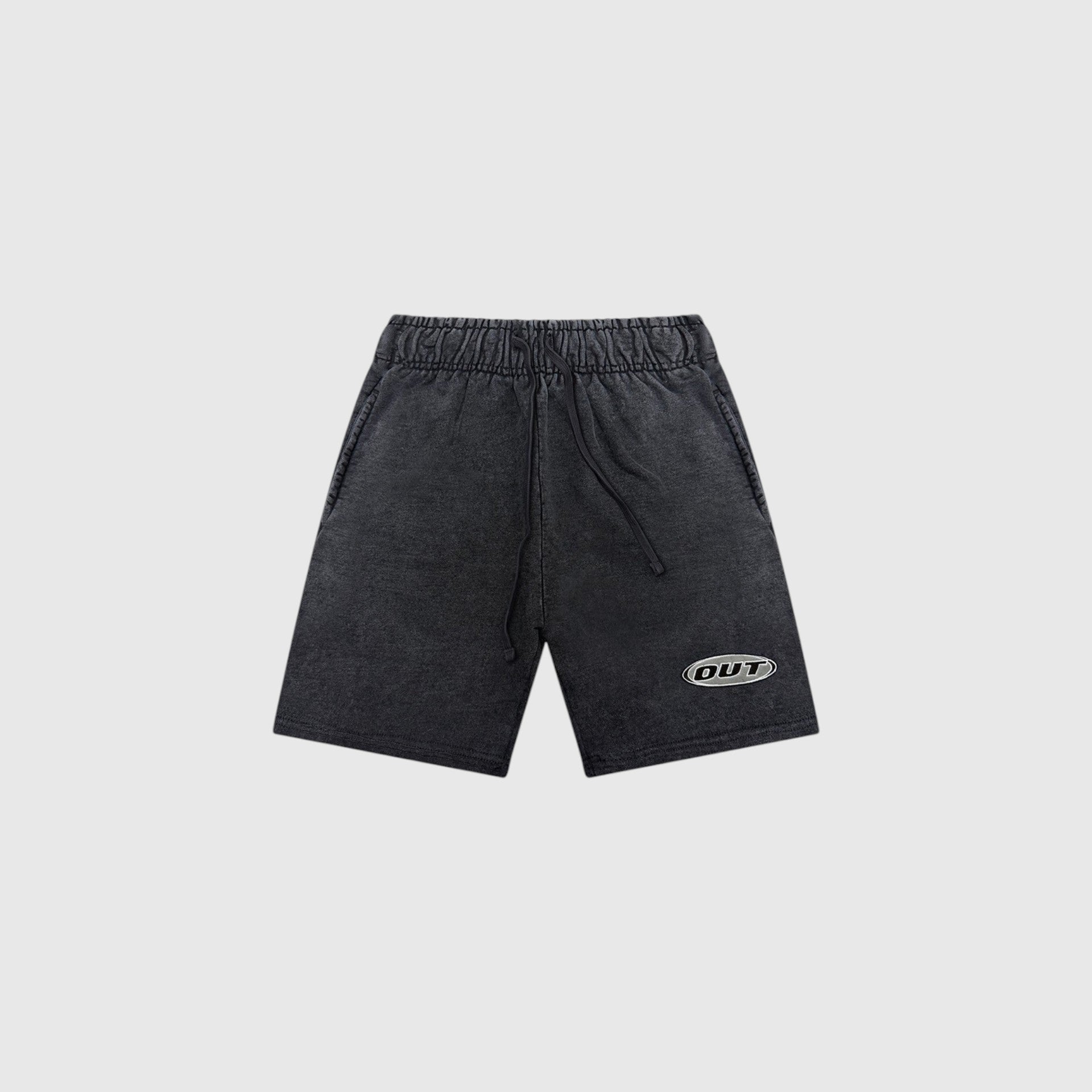 OUT SS26 Classic Logo French Terry Shorts Salt Wash Black