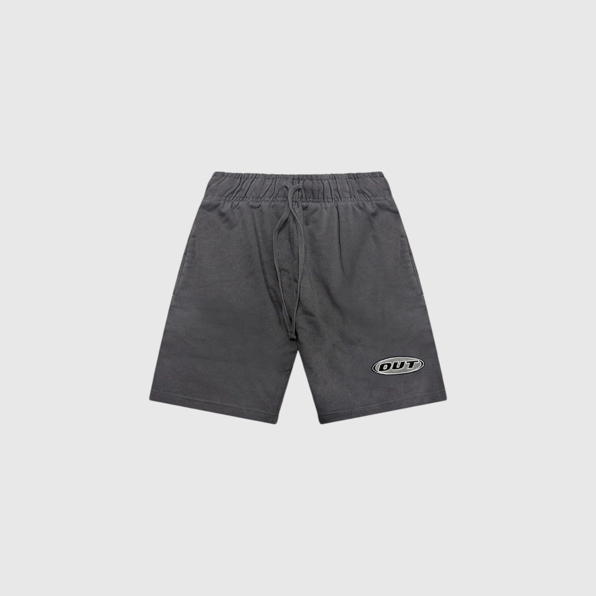 OUT SS26 Classic Logo French Terry Shorts Vintage Grey