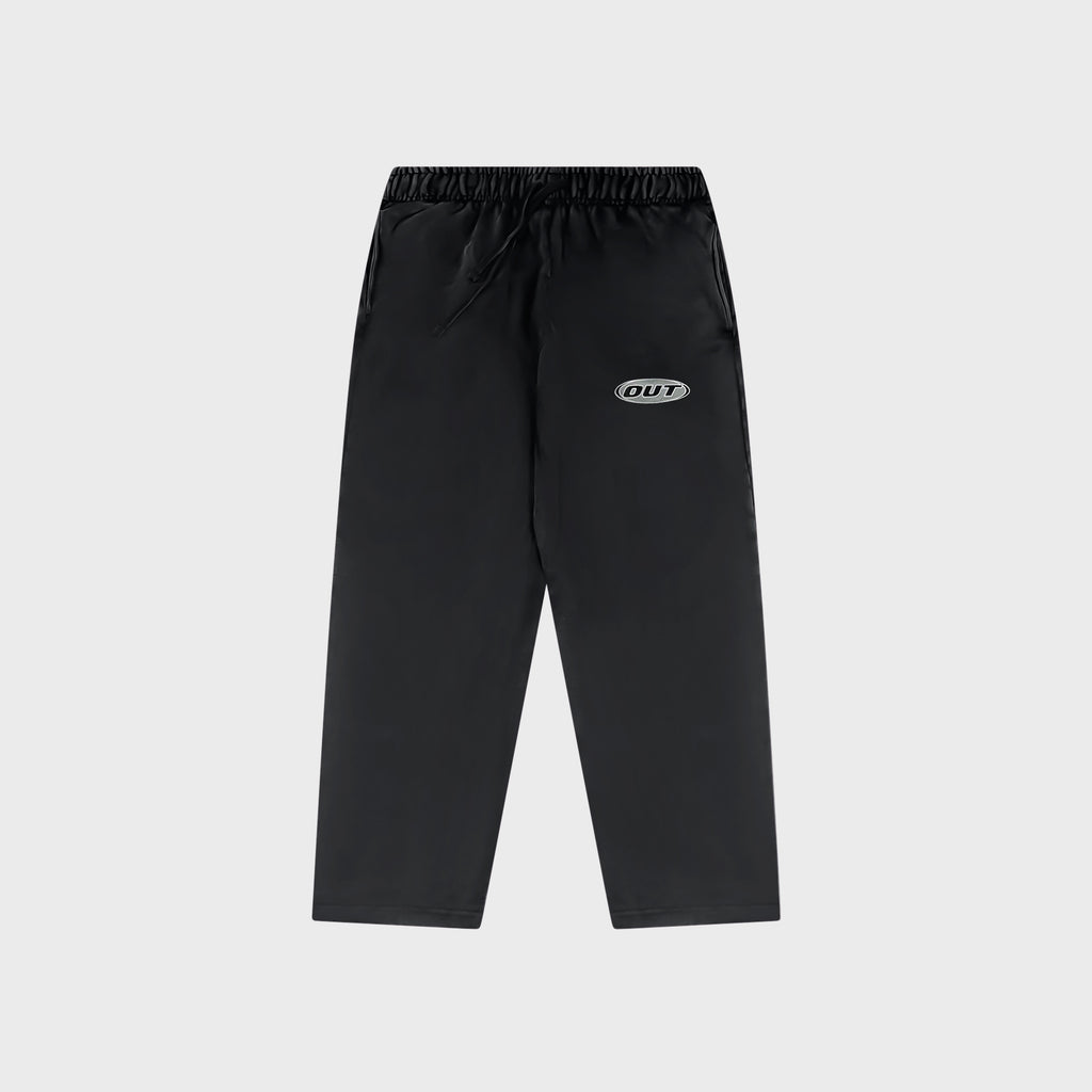 OUT Classic Logo Open Bottom Flare Sweatpants Black