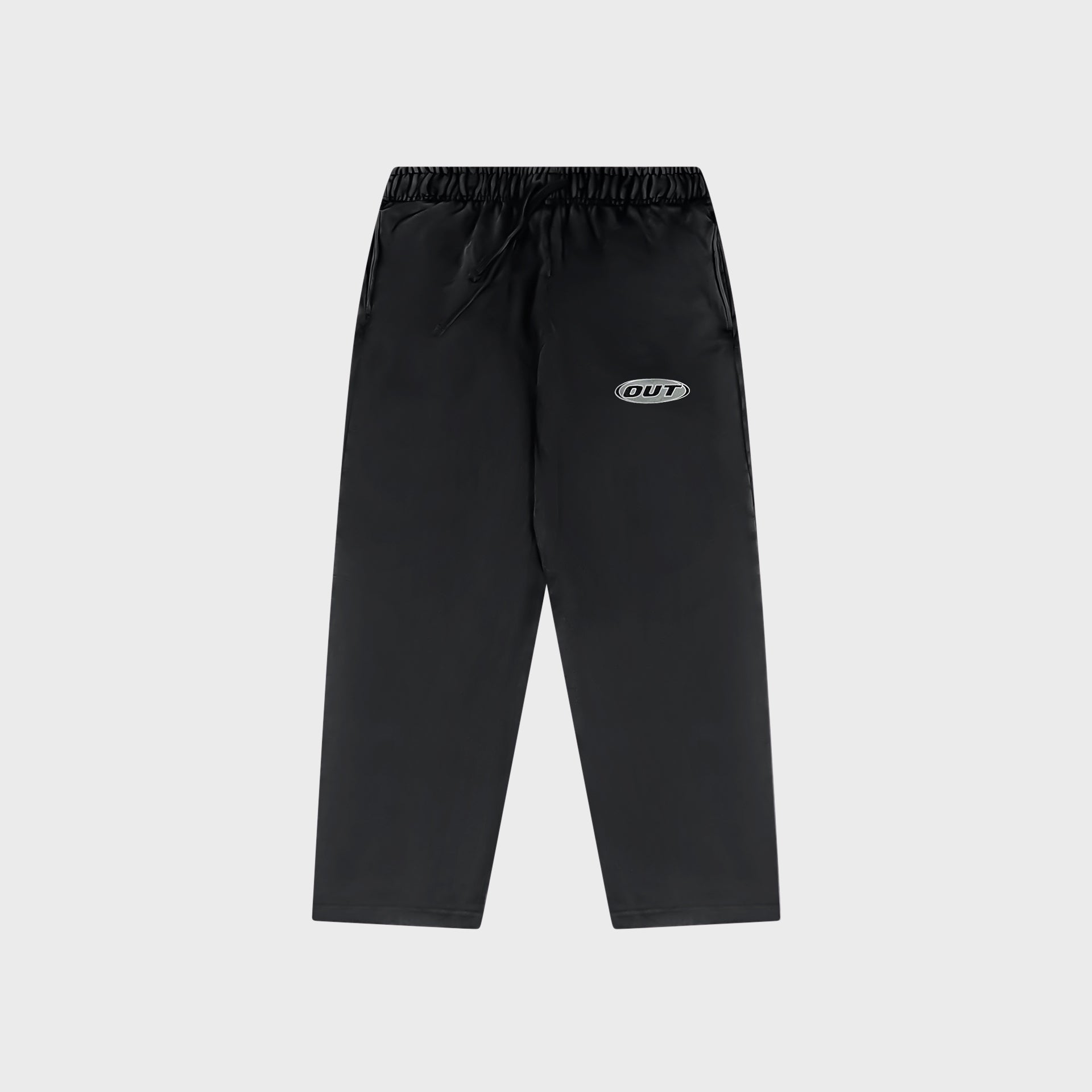 OUT Classic Logo Open Bottom Flare Sweatpants Black