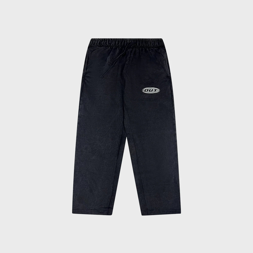 OUT Classic Logo Open Bottom Flare Sweatpants Black Salt Wash