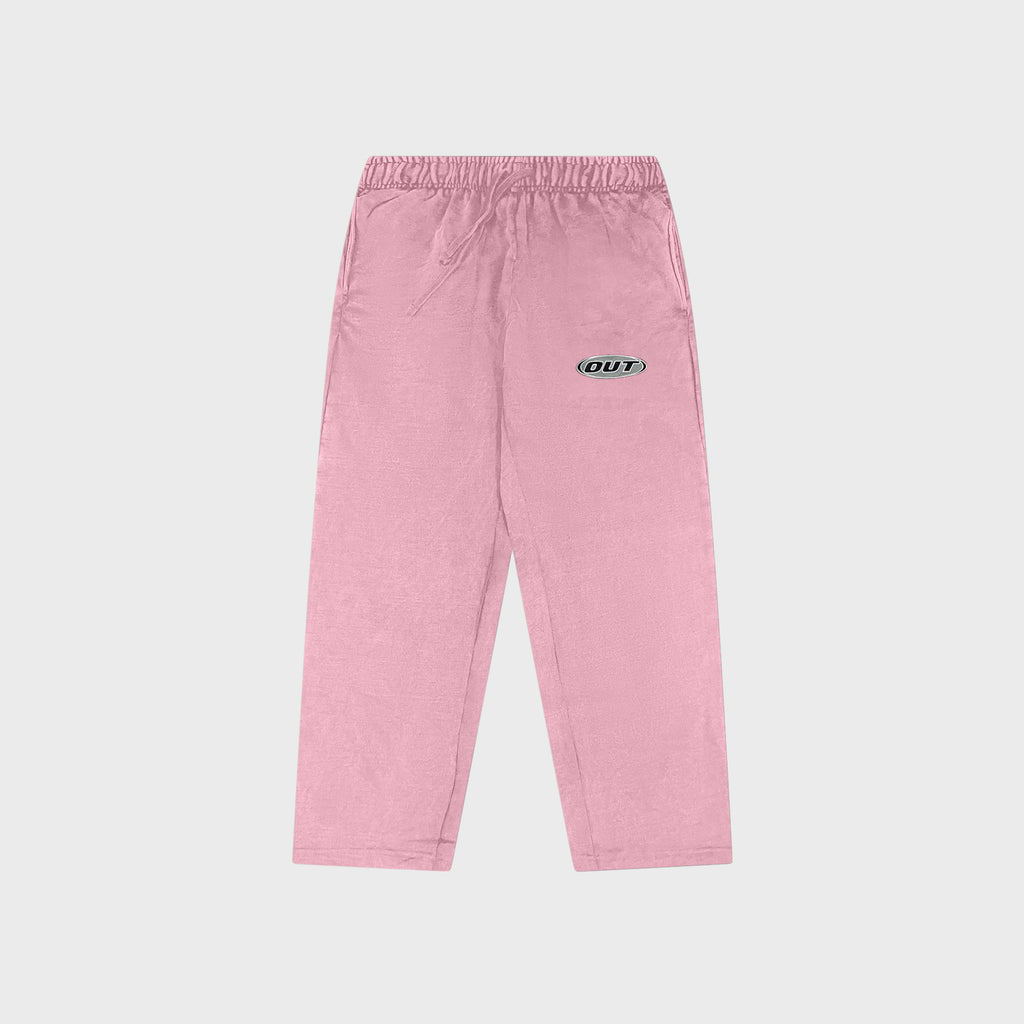 OUT Classic Logo Open Bottom Flare Sweatpants Dusty Pink