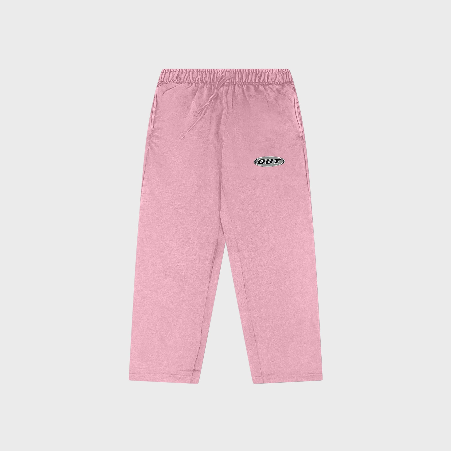 OUT Classic Logo Open Bottom Flare Sweatpants Dusty Pink