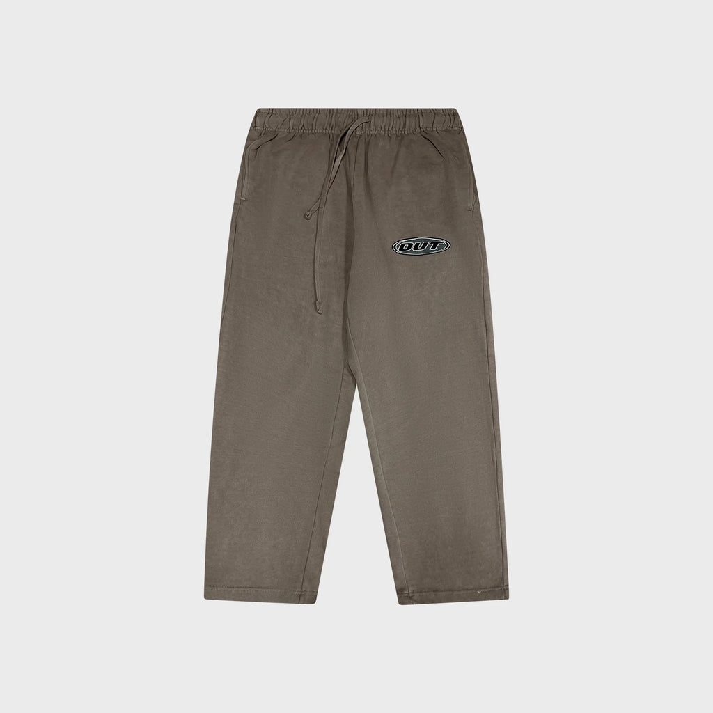 OUT Classic Logo Open Bottom Flare Sweatpants Vintage Taupe