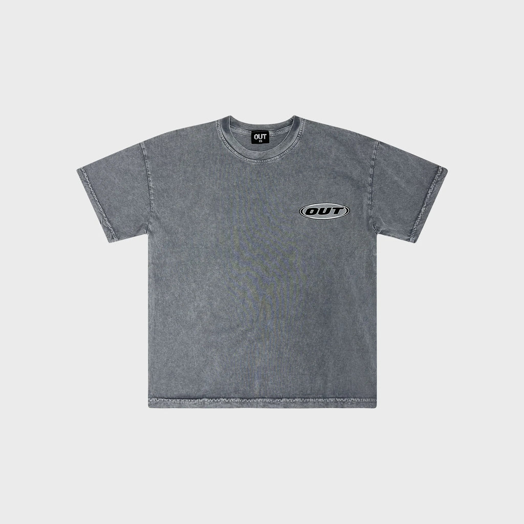 OUT Classic Logo T-Shirt Acid Wash Grey