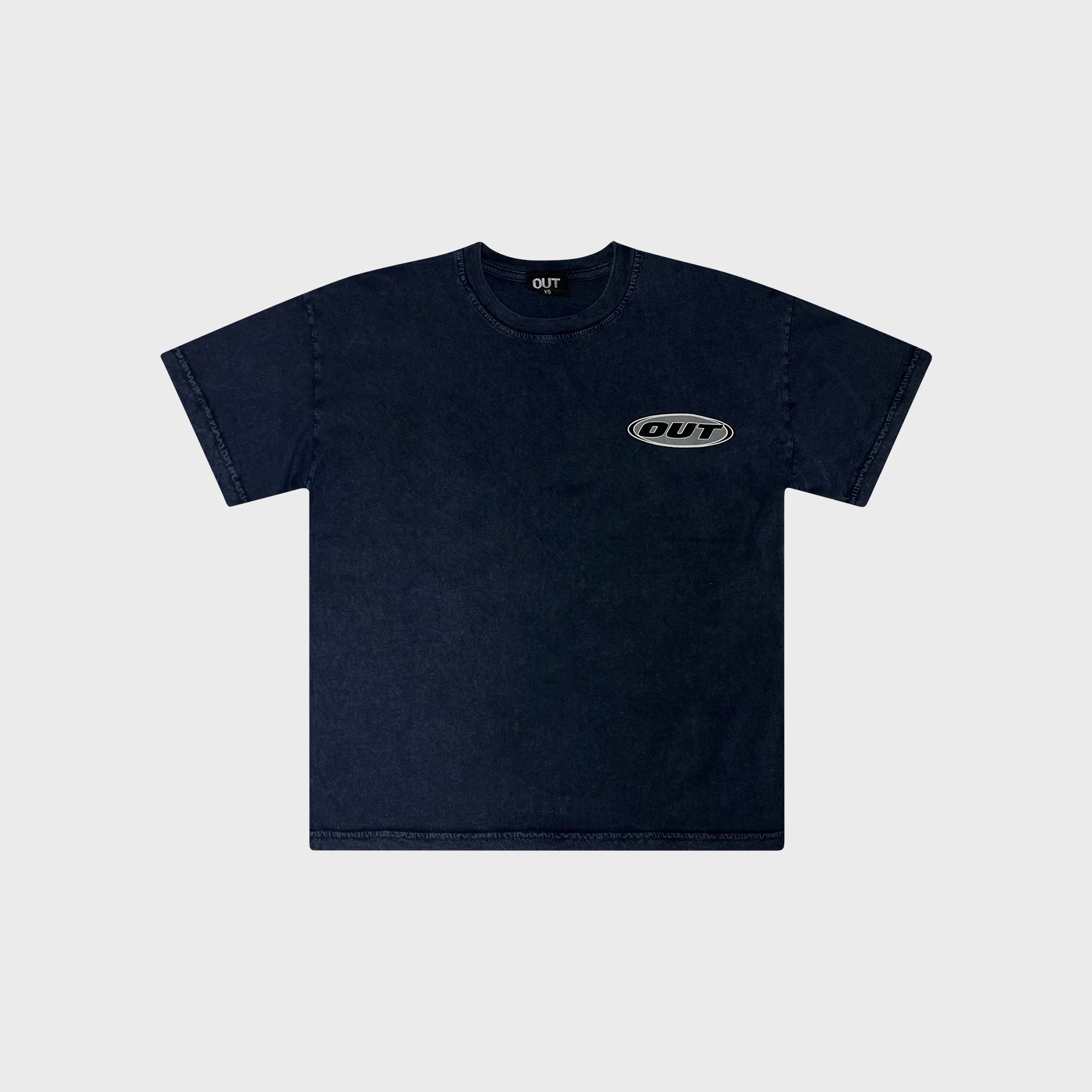 OUT Classic Logo T-Shirt Acid Wash Navy
