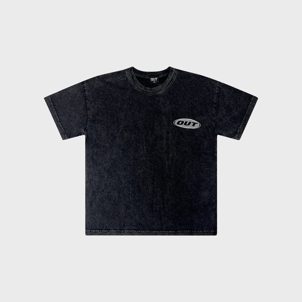 OUT Classic Logo T-Shirt Black Acid Wash