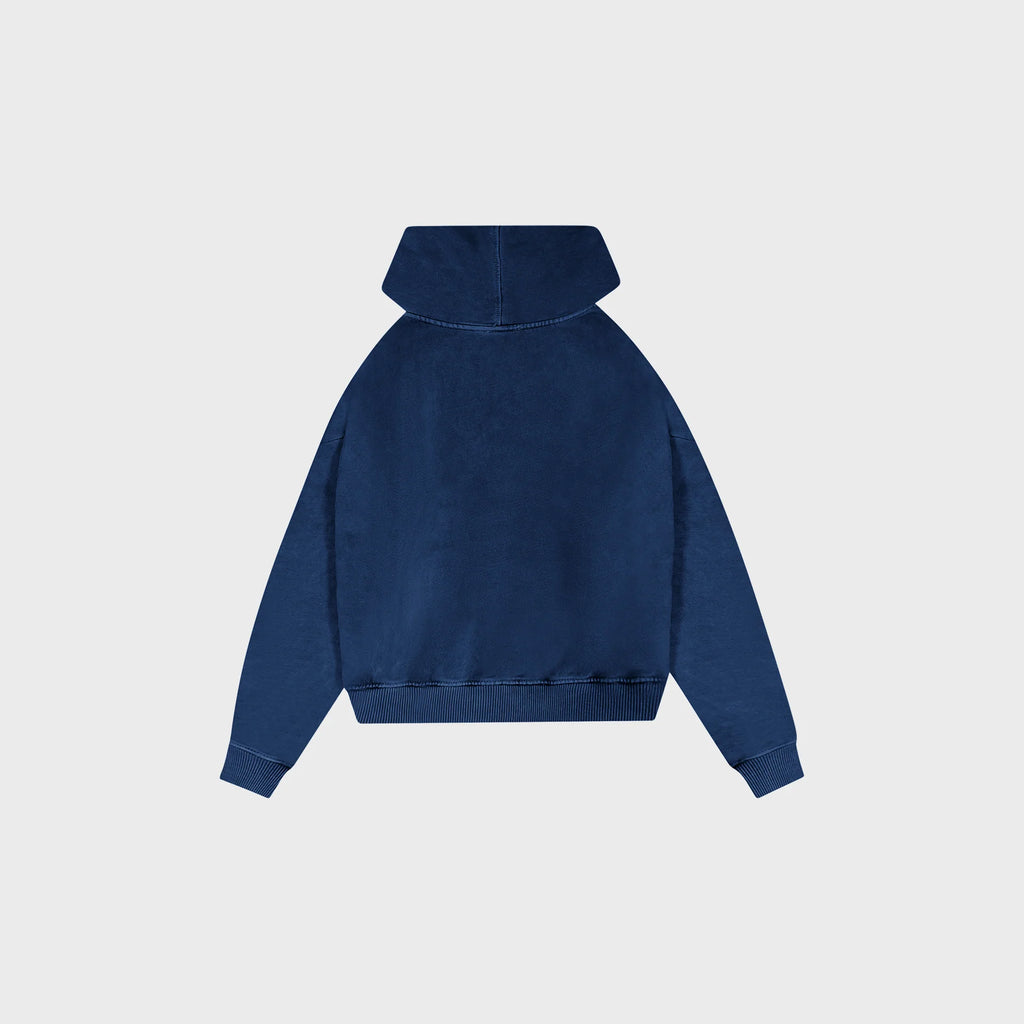 OUT Kingdom Drop Shoulder Hoodie Dark Blue Acid Wash
