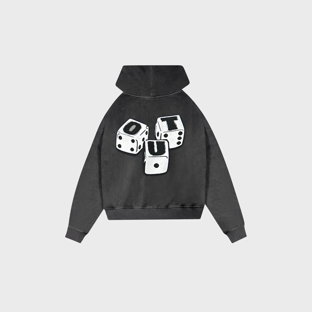 OUT Dice Drop Shoulder Hoodie Vintage Grey