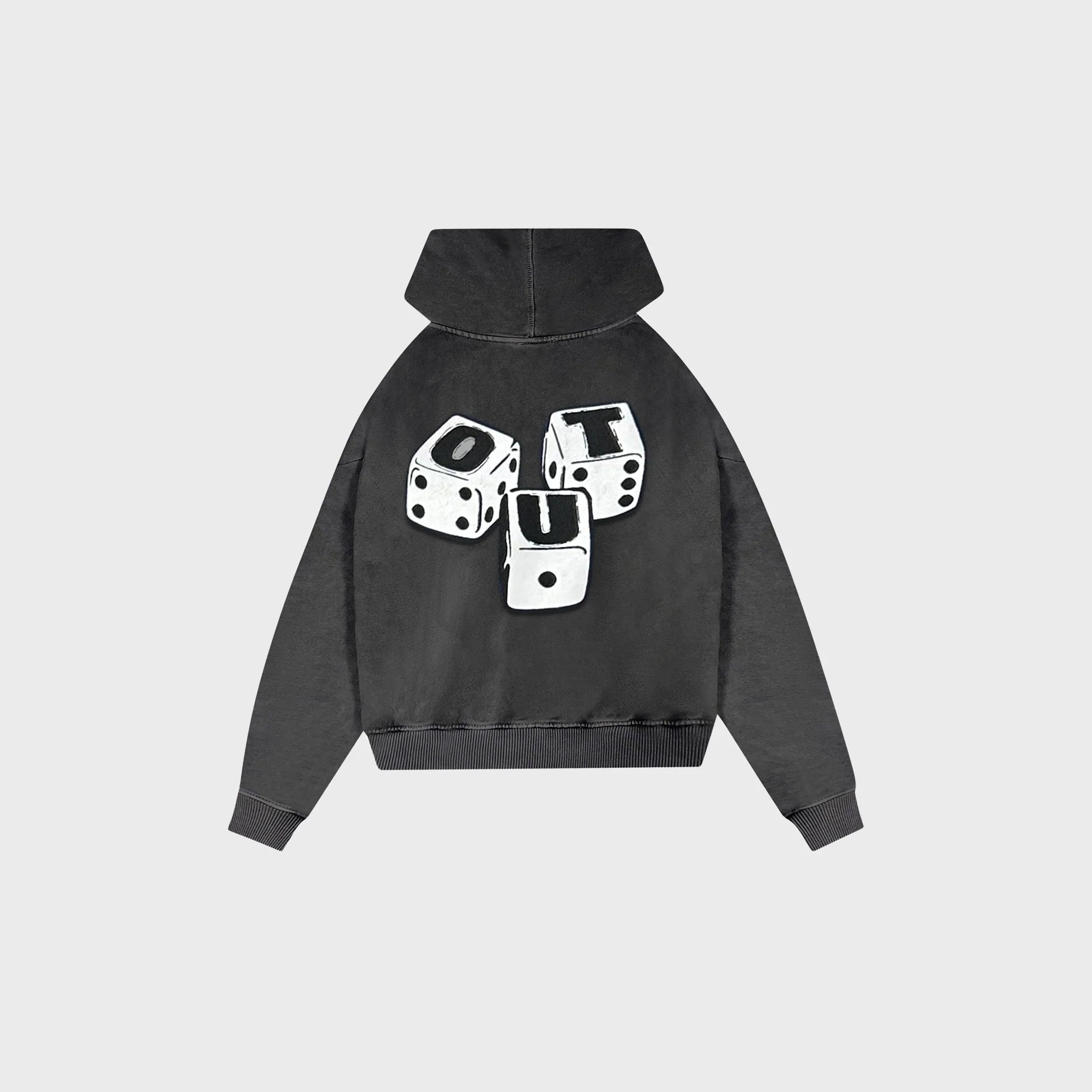 OUT Dice Drop Shoulder Hoodie Vintage Grey
