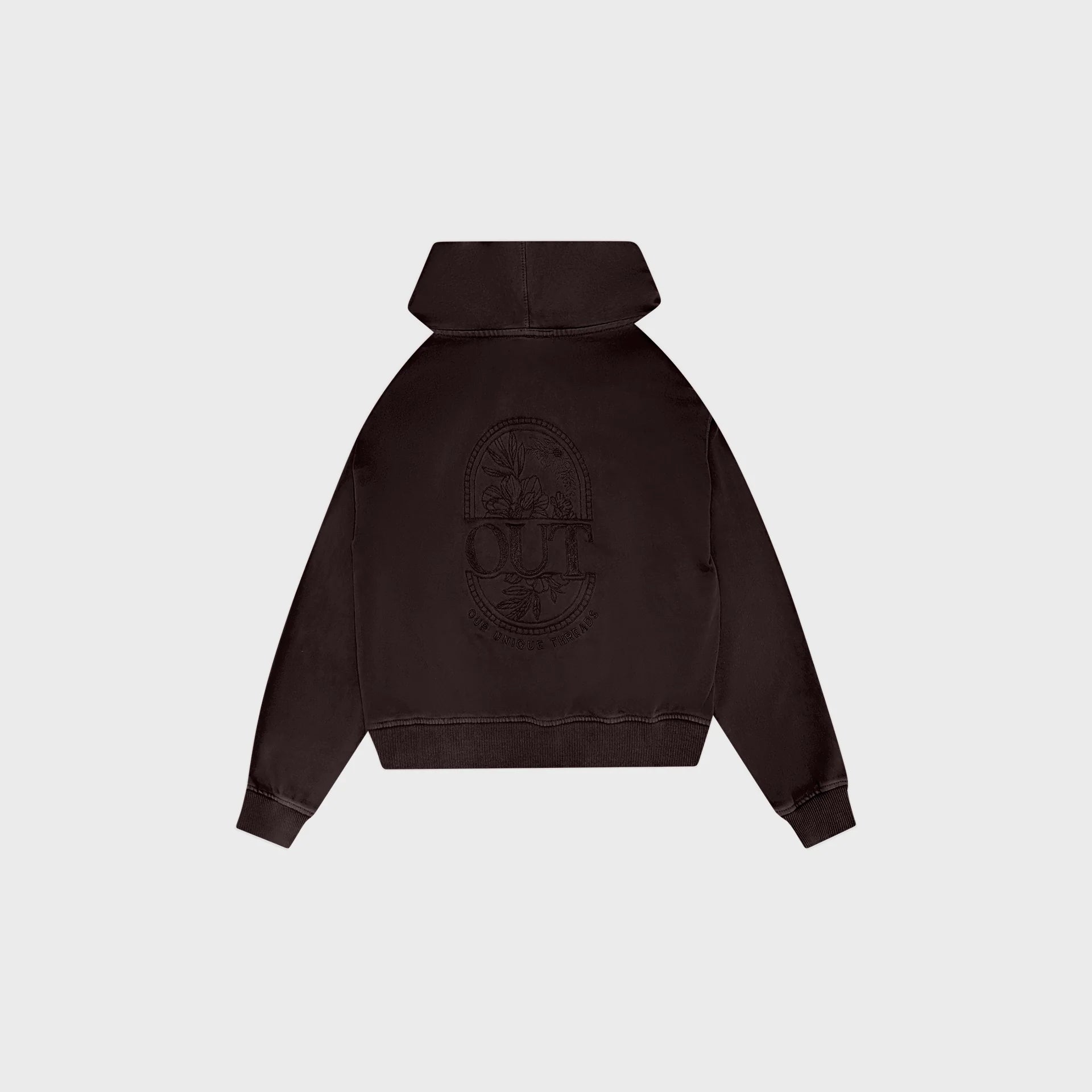 OUT Floral Drop Shoulder Hoodie Vintage Dusty Plum