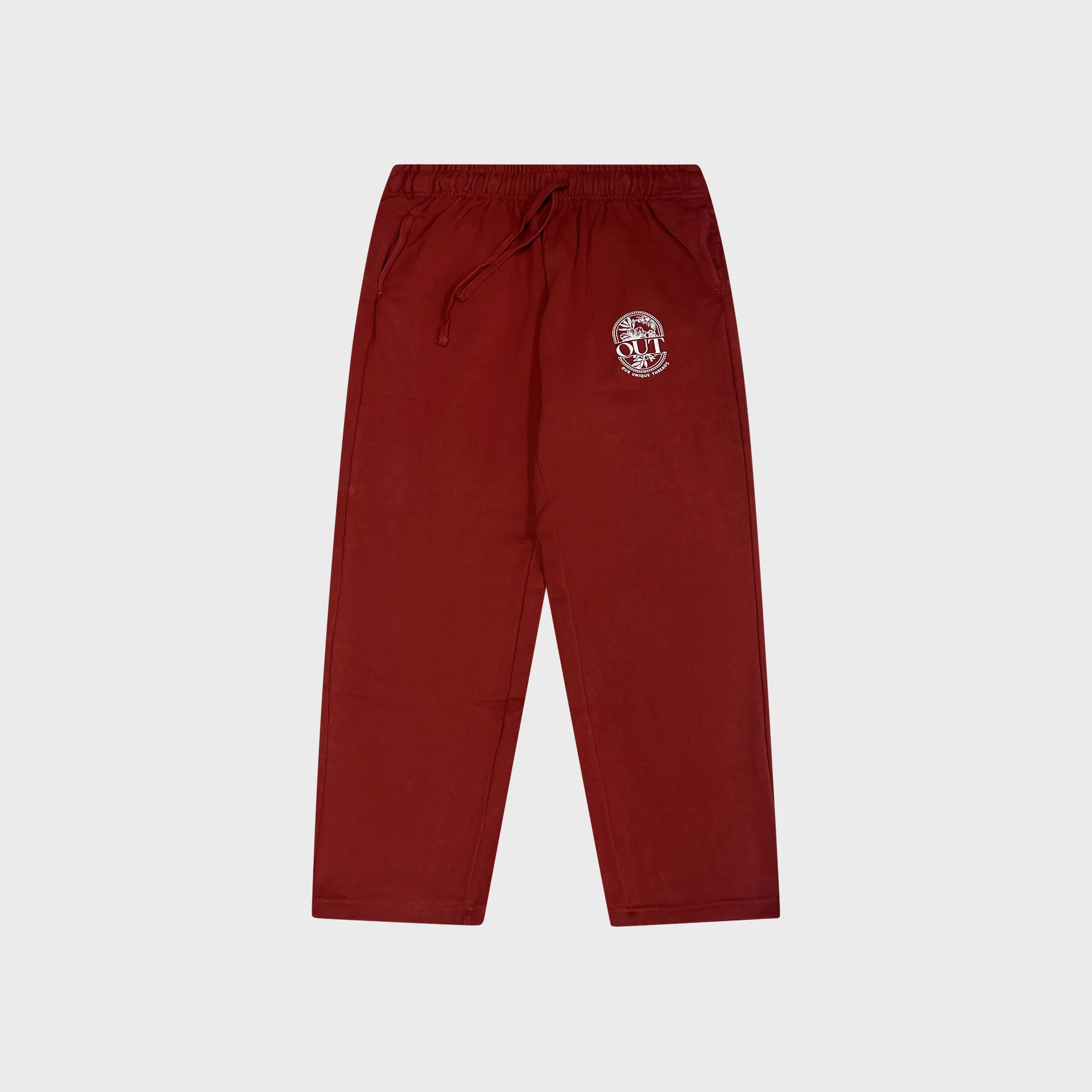 OUT Floral Open Bottom Sweatpants Vintage Blood Red