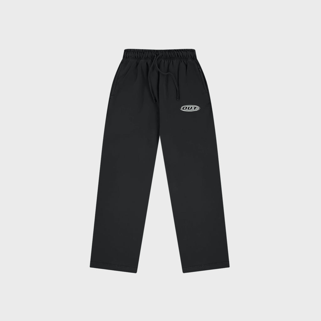 OUT Classic Logo Open Bottom Sweatpants Black