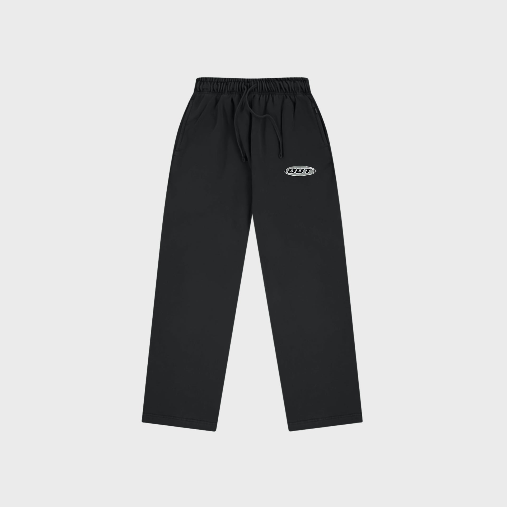 OUT Classic Logo Open Bottom Sweatpants Black