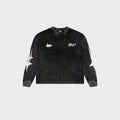 OUT Shooting Star Drop Shoulder Waffle Long Sleeve Black Salt Wash