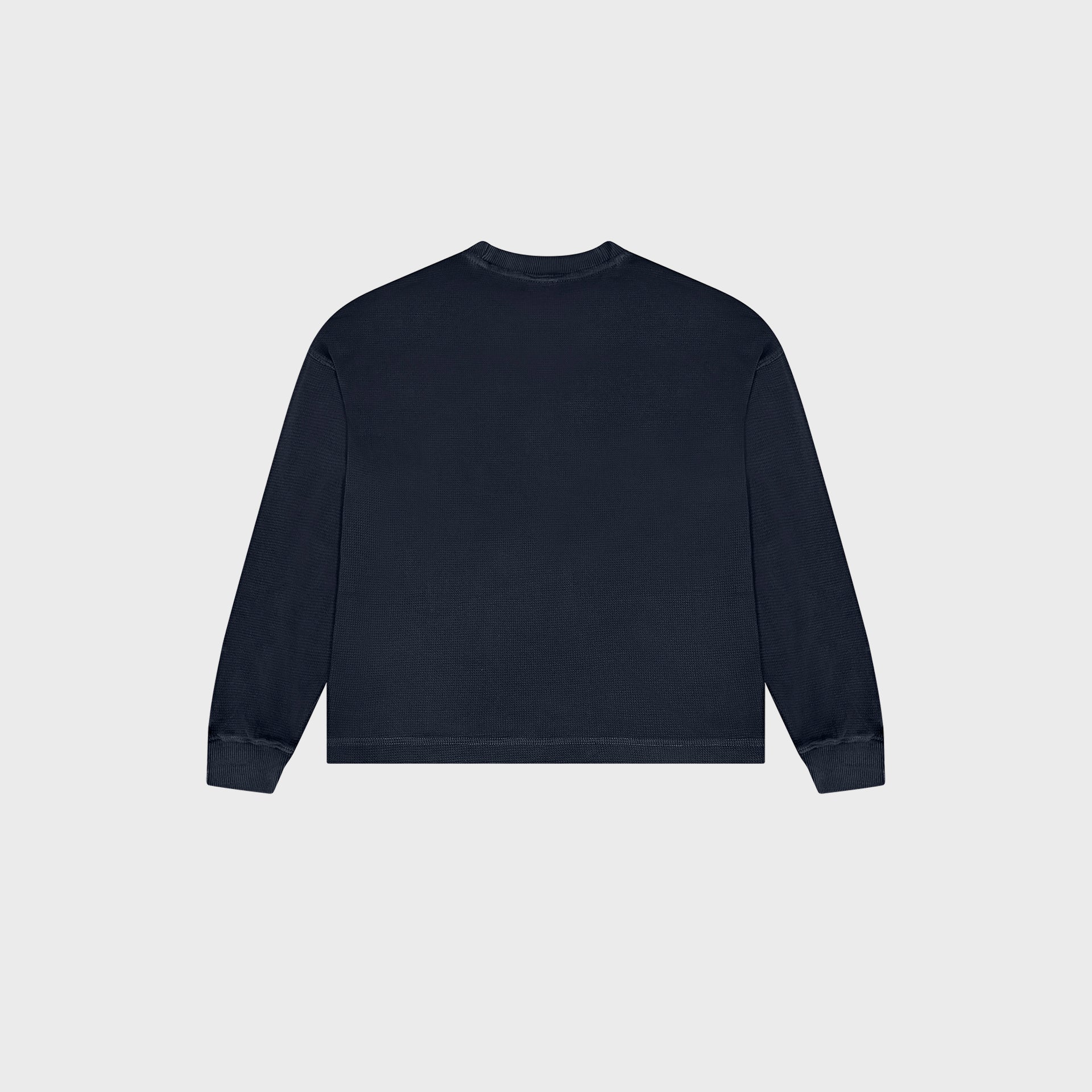 OUT Classic Logo Drop Shoulder Waffle Long Sleeve Vintage Navy