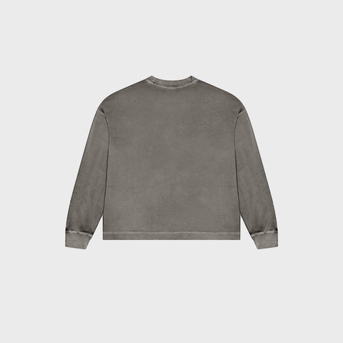 OUT Classic Logo Drop Shoulder Waffle Long Sleeve Vintage Grey