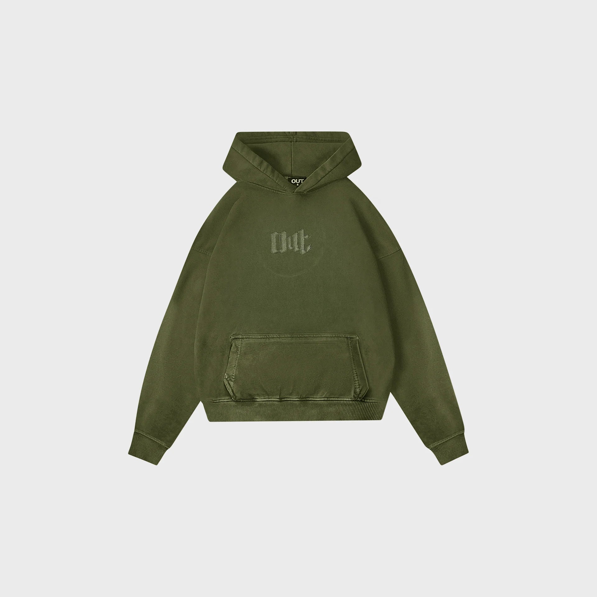 OUT Kingdom Drop Shoulder Hoodie Vintage Olive