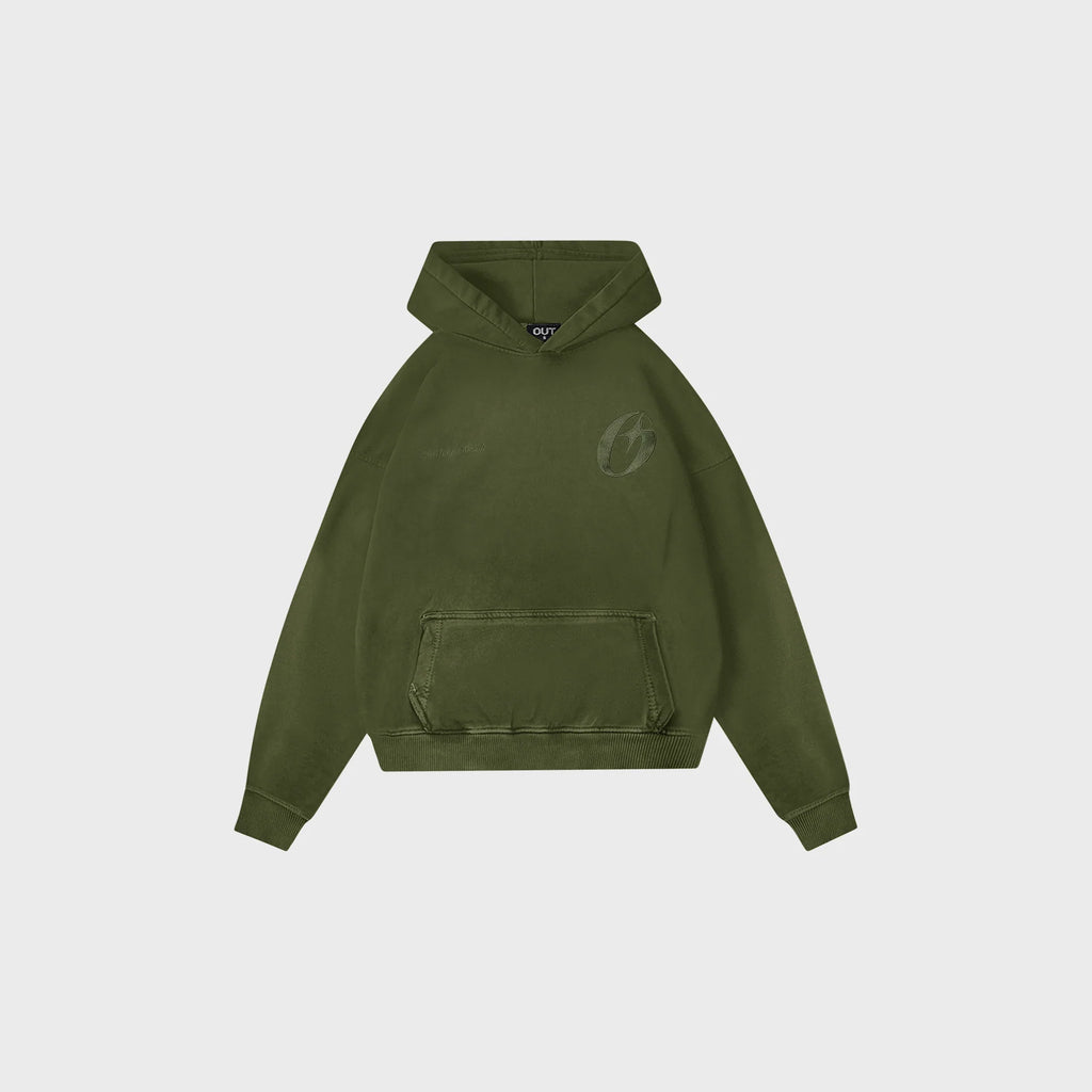 OUT O.STAR Drop Shoulder Hoodie Vintage Olive