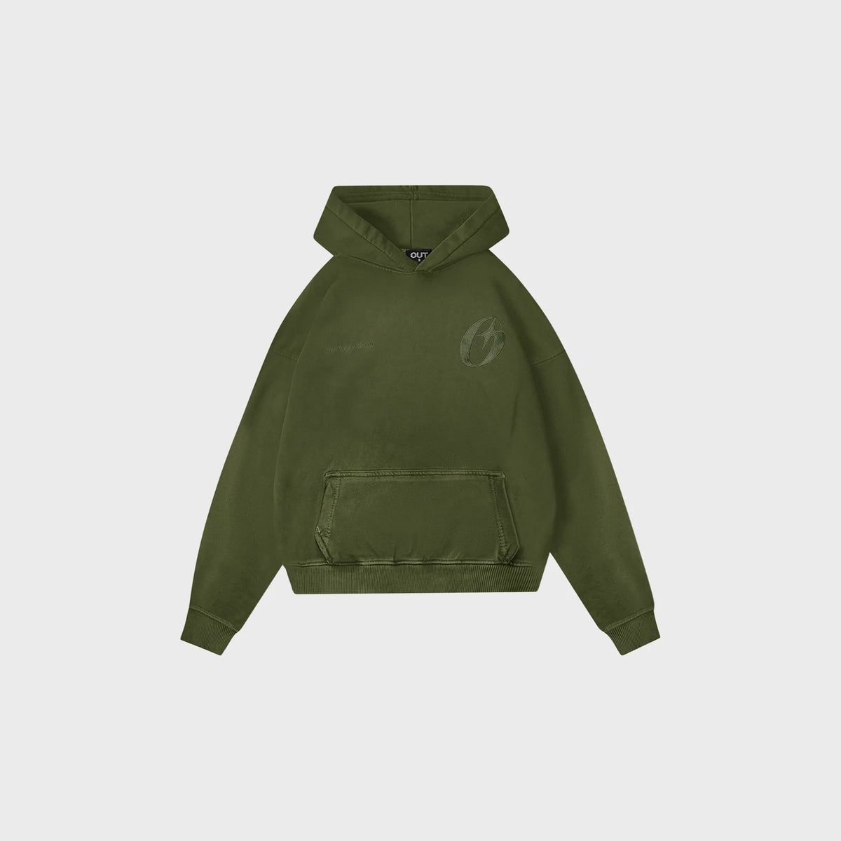 OUT O.STAR Drop Shoulder Hoodie Vintage Olive