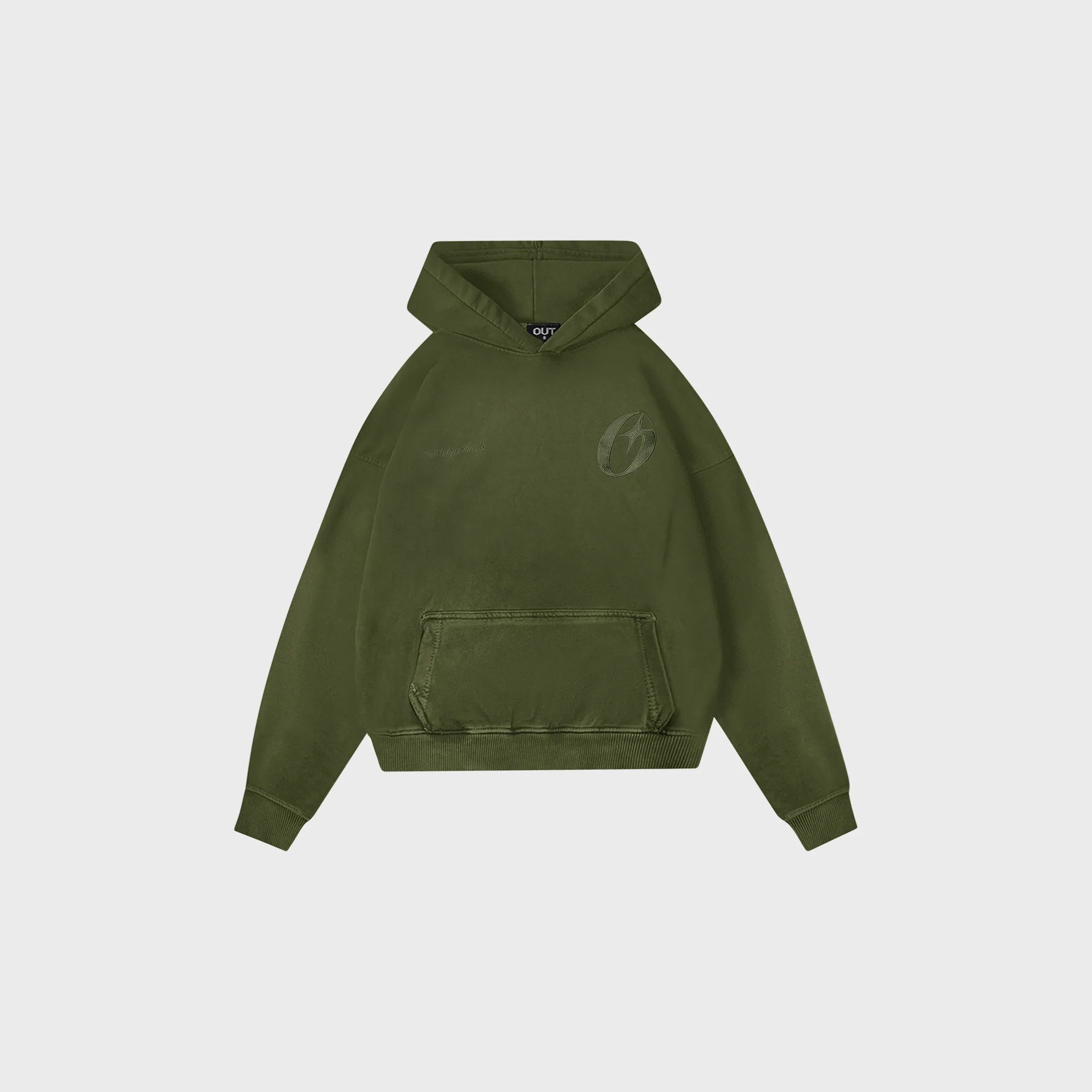 OUT O.STAR Drop Shoulder Hoodie Vintage Olive
