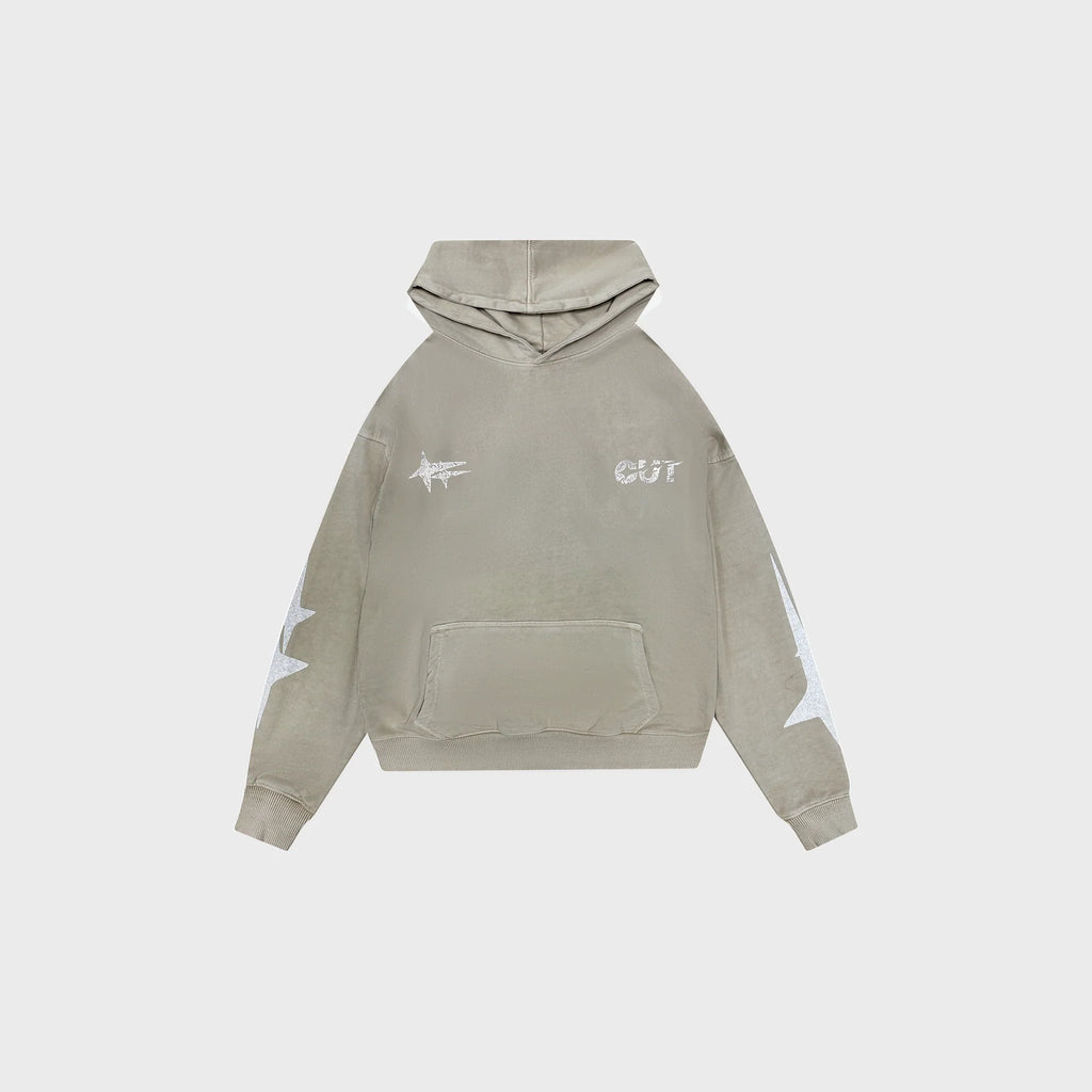 OUT Shooting Star Drop Shoulder Hoodie Apricot