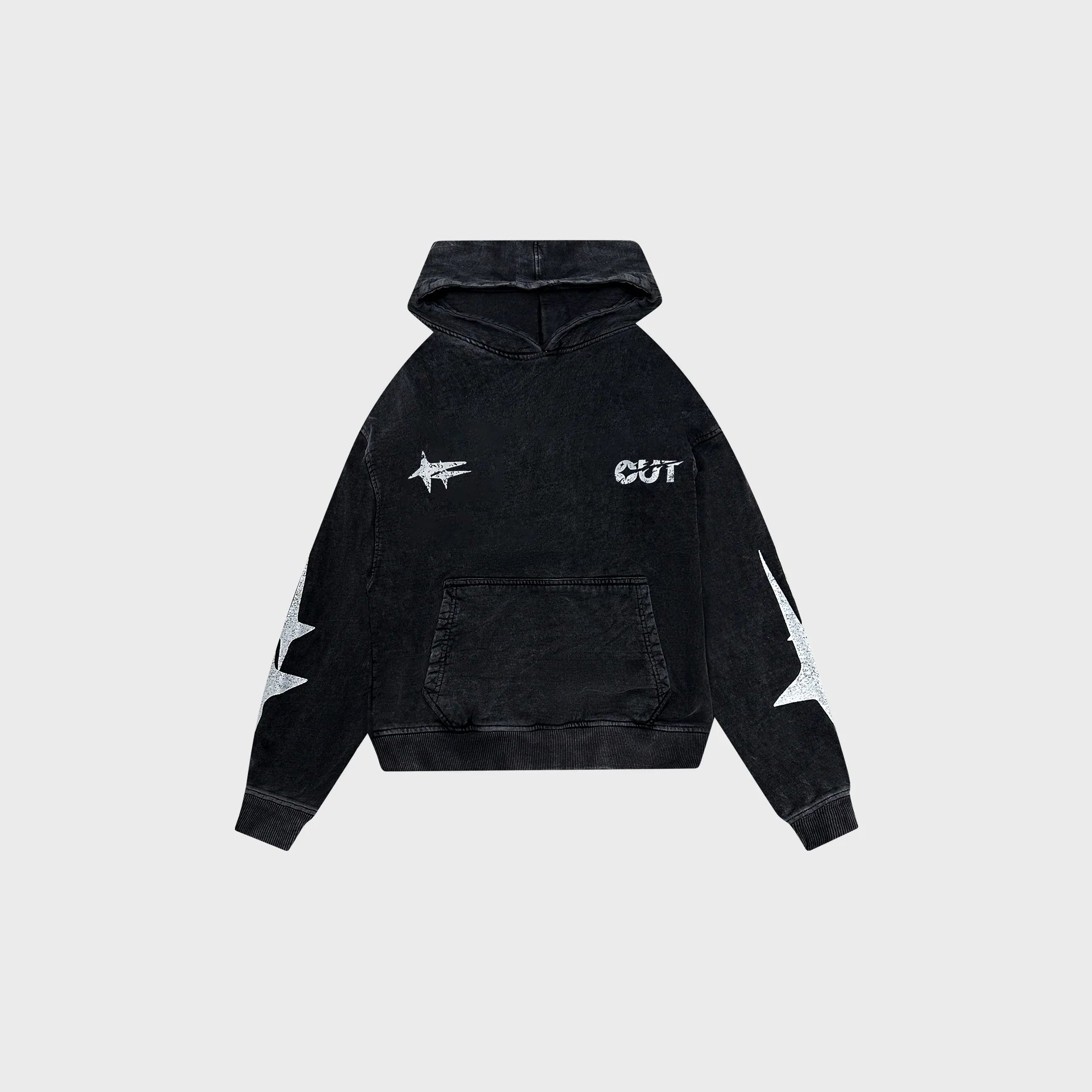 OUT Shooting Star Drop Shoulder Hoodie Black Salt Wash