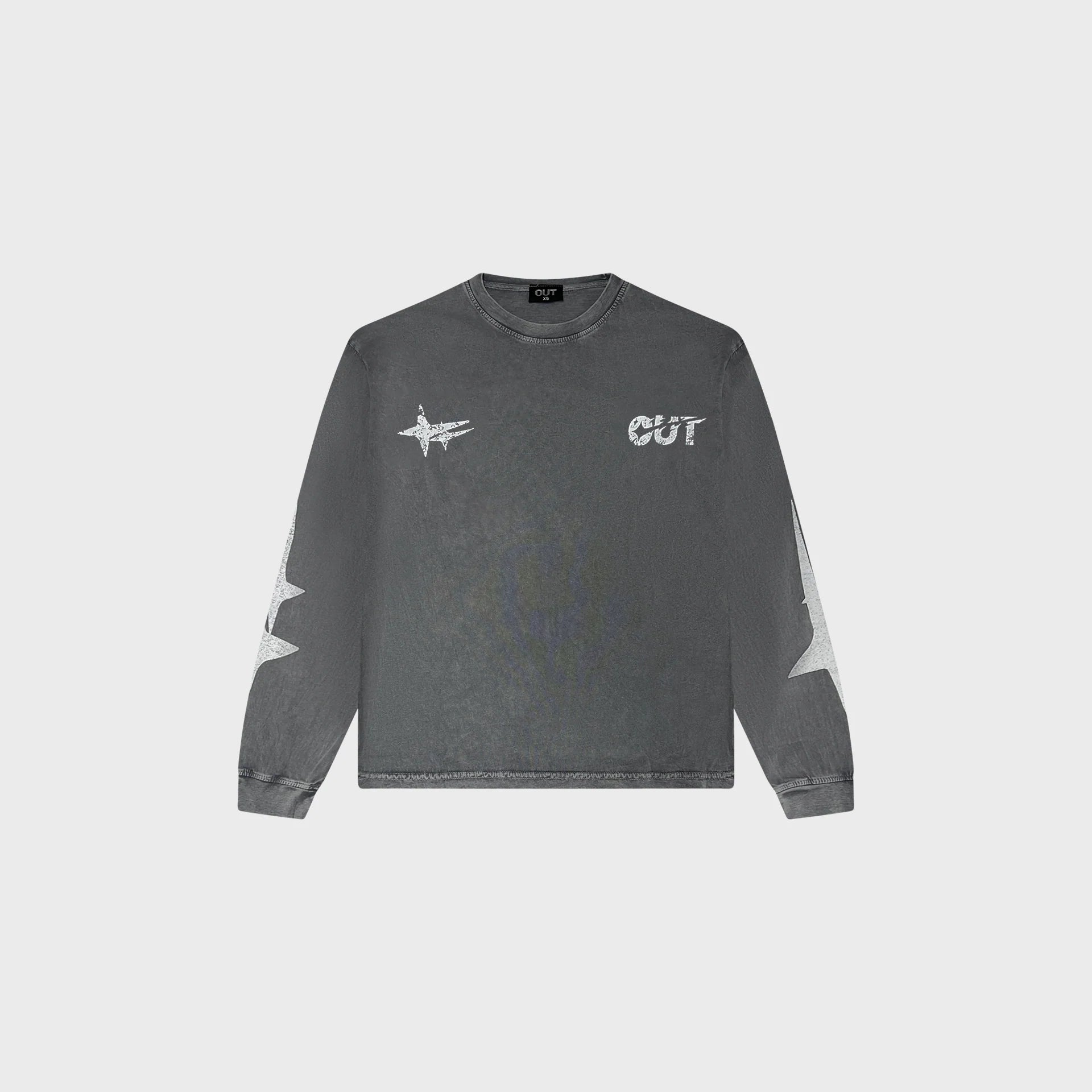 OUT Shooting Star Long Sleeve T-Shirt Grey Acid Wash