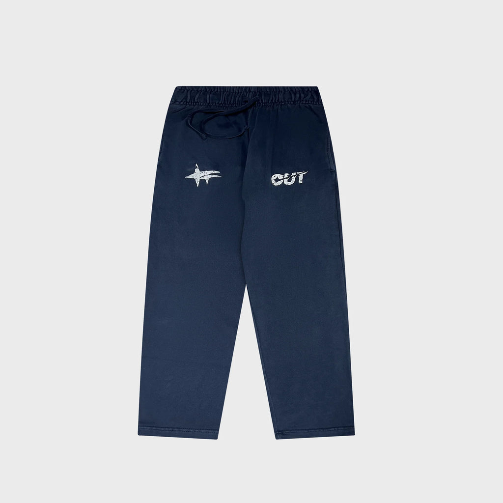 OUT Shooting Star Open Bottom Sweatpants Vintage Navy