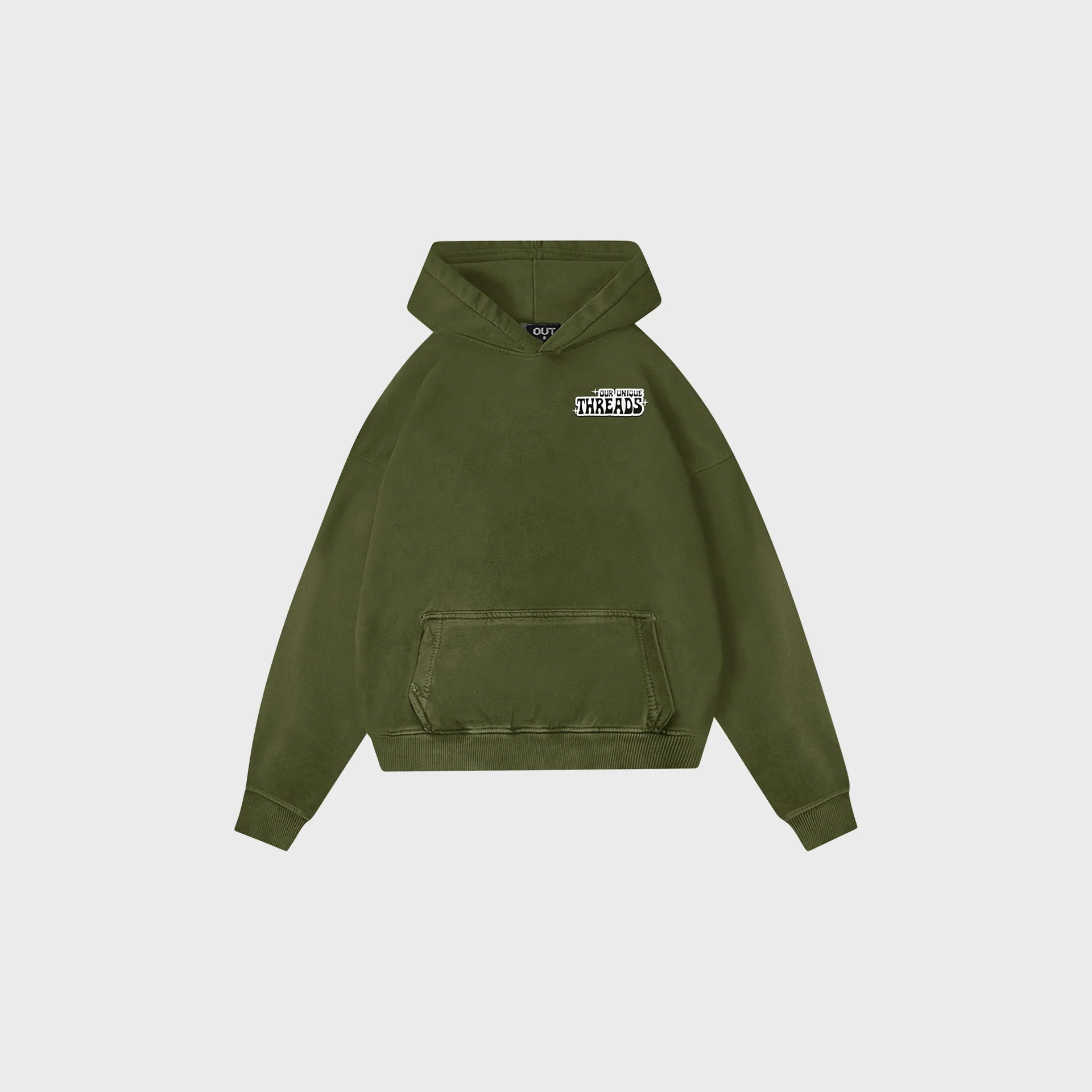 OUT Vibes Drop Shoulder Hoodie Vintage Olive