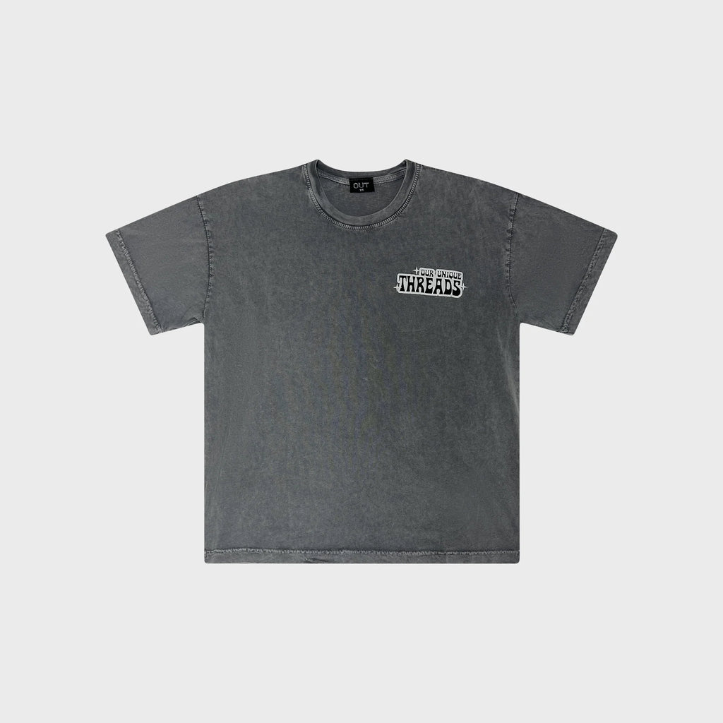 OUT Vibes T-Shirt Grey Acid Wash